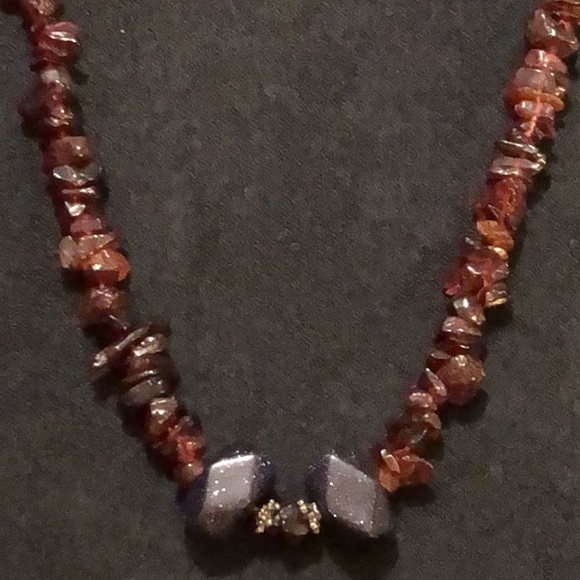 VTG Garnet /Blue Gold Stone 925 Sterling Silver Clasp Necklace. New Condition. - Picture 8 of 15